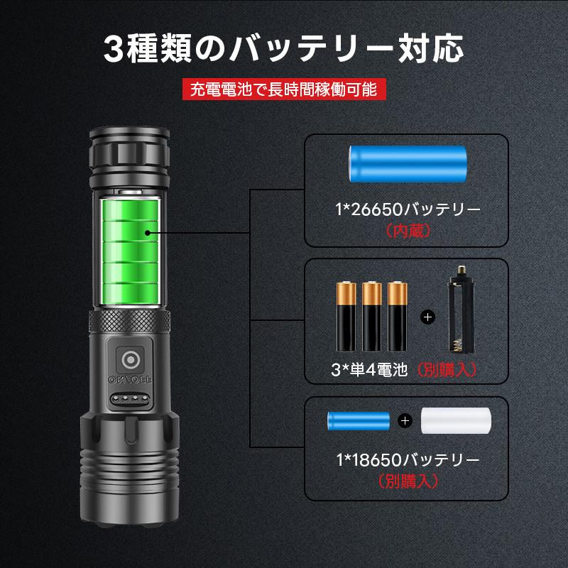 懐中電灯 強力 最強 ハンディライト 超高輝度 XHP160LED 充電式 懐中電灯 強力 最強 ハンディライト 超高輝度 XHP160LED 充電式