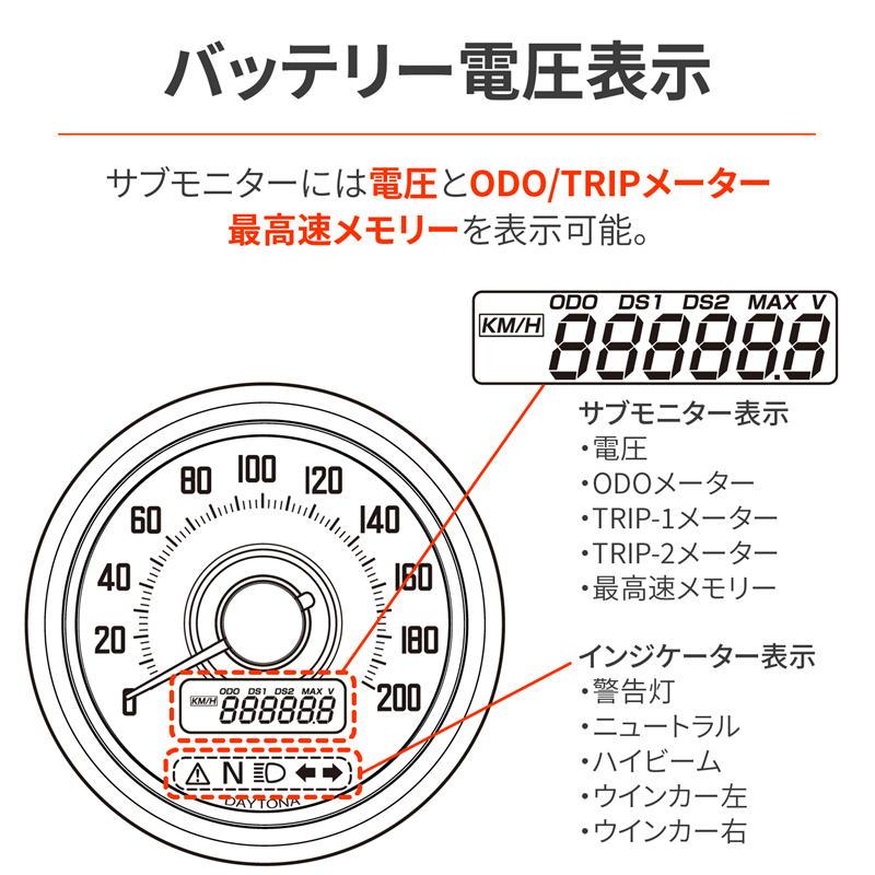 DAYTONA（デイトナ） DAYTONA VELONA 電気式スピードメーター Φ60