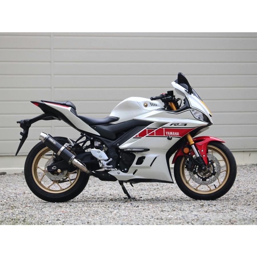 ダブルアールズ WR'S バイク マフラー 2022・2023- 2024YZF-R3 / 2023-2024 MT-03 (8BL-RH21J) ラウンドタイプ カーボンサイレンサー スリップオン JMCA認証の画像
