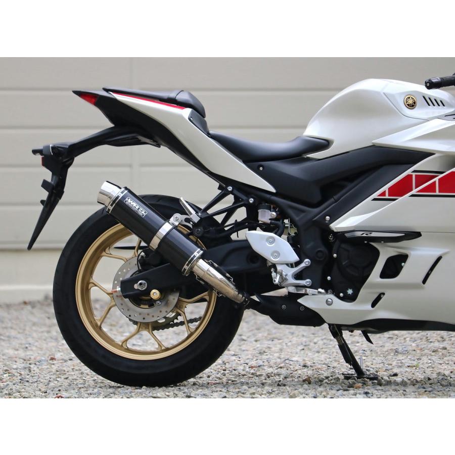 ダブルアールズ WR'S バイク マフラー 2022・2023- 2024YZF-R3 / 2023-2024 MT-03 (8BL-RH21J) ラウンドタイプ カーボンサイレンサー スリップオン JMCA認証の画像