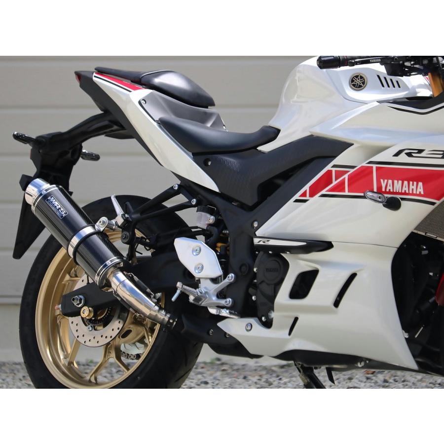 ダブルアールズ WR'S バイク マフラー 2022・2023- 2024YZF-R3 / 2023-2024 MT-03 (8BL-RH21J) ラウンドタイプ カーボンサイレンサー スリップオン JMCA認証の画像