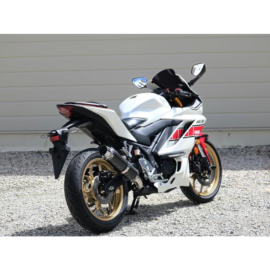 ダブルアールズ WR'S バイク マフラー 2022・2023- 2024YZF-R3 / 2023-2024 MT-03 (8BL-RH21J) ラウンドタイプ カーボンサイレンサー スリップオン JMCA認証の画像