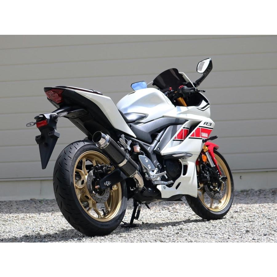ダブルアールズ WR'S バイク マフラー 2022・2023- 2024YZF-R3 / 2023-2024 MT-03 (8BL-RH21J) ラウンドタイプ カーボンサイレンサー スリップオン JMCA認証の画像