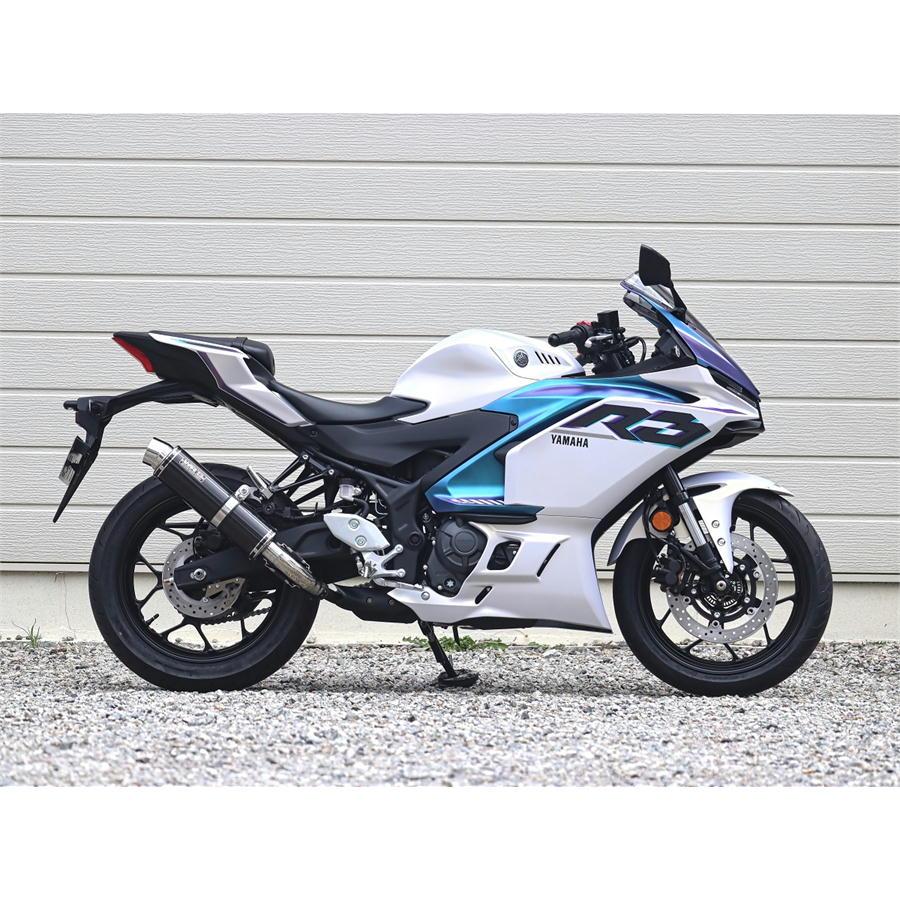 ダブルアールズ WR'S バイク マフラー 2025-YZF-R3/MT-03 (8BL-RH25J) ラウンドタイプ カーボンサイレンサー スリップオン JMCA認証の画像