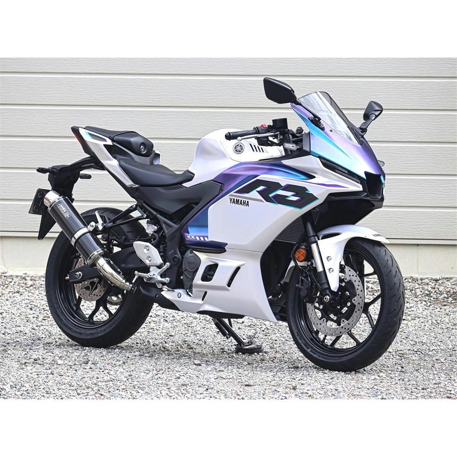 ダブルアールズ WR'S バイク マフラー 2025-YZF-R3/MT-03 (8BL-RH25J) ラウンドタイプ カーボンサイレンサー スリップオン JMCA認証の画像