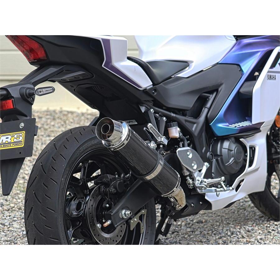 ダブルアールズ WR'S バイク マフラー 2025-YZF-R3/MT-03 (8BL-RH25J) ラウンドタイプ カーボンサイレンサー スリップオン JMCA認証の画像