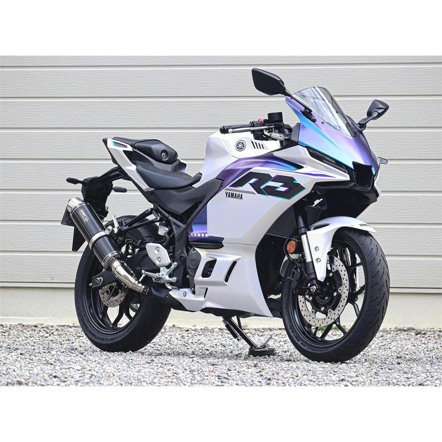 ダブルアールズ WR'S バイク マフラー 2025-YZF-R3/MT-03 (8BL-RH25J) ラウンドタイプ カーボンサイレンサー スリップオン JMCA認証の画像