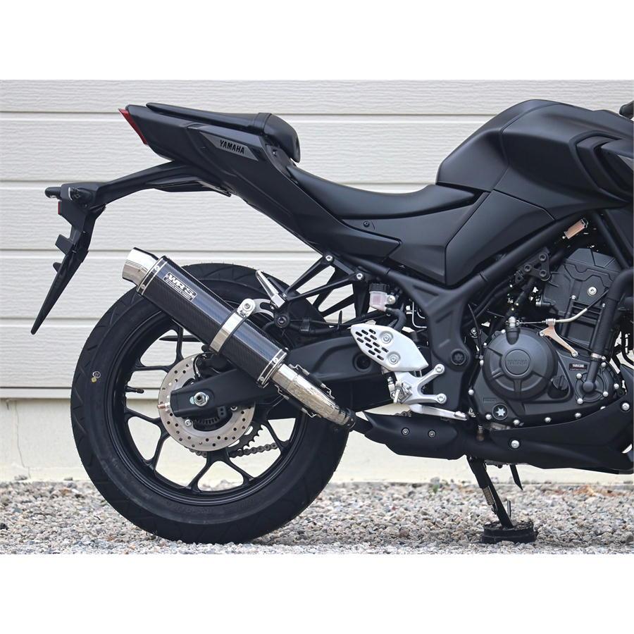ダブルアールズ WR'S バイク マフラー 2025-YZF-R3/MT-03 (8BL-RH25J) ラウンドタイプ カーボンサイレンサー スリップオン JMCA認証の画像