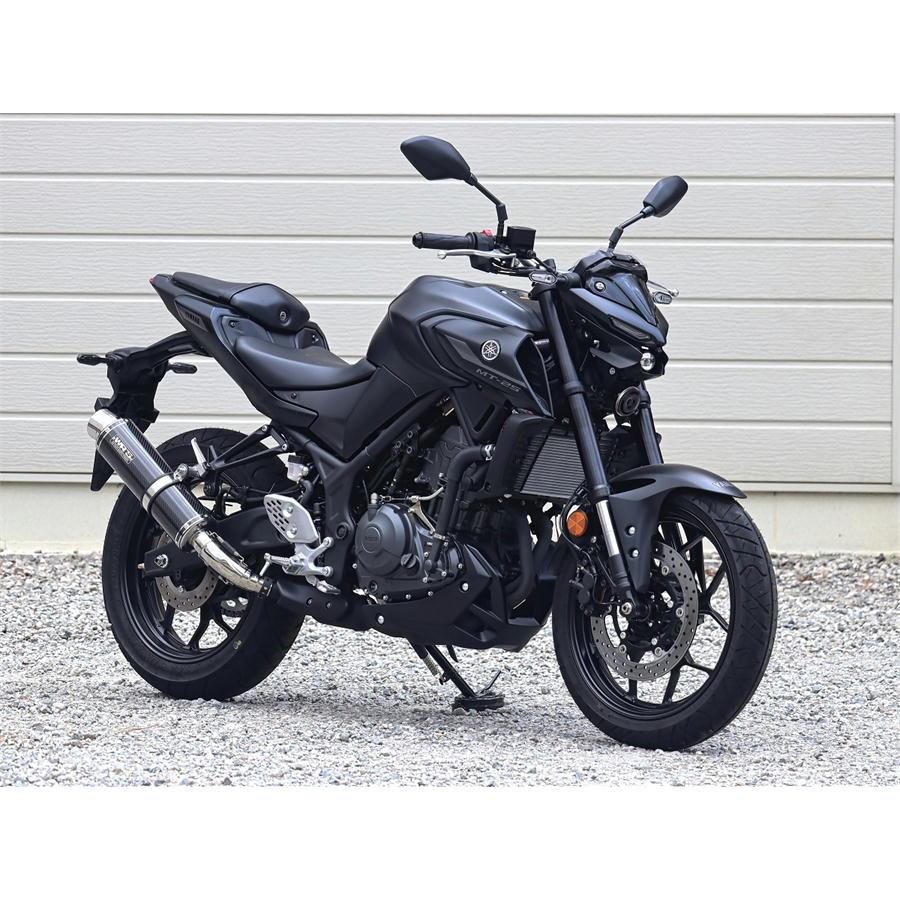 ダブルアールズ WR'S バイク マフラー 2025-YZF-R3/MT-03 (8BL-RH25J) ラウンドタイプ カーボンサイレンサー スリップオン JMCA認証の画像