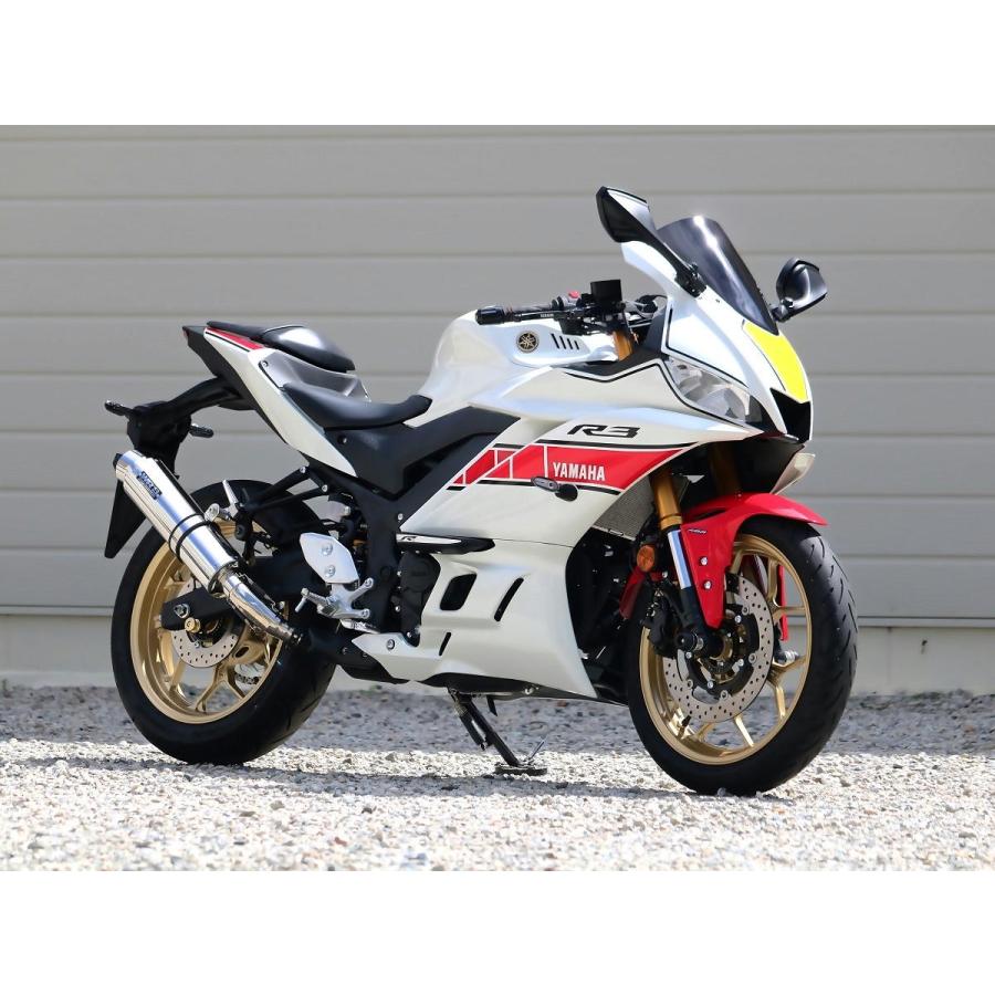 ダブルアールズ WR'S バイク マフラー 2022・2023- 2024YZF-R3 / 2023-2024 MT-03 (8BL-RH21J) ラウンドタイプ ステンレスサイレンサー スリップオン JMCA認証の画像