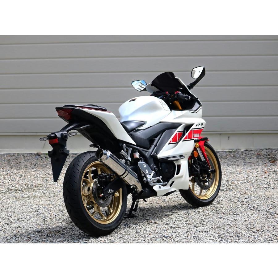 ダブルアールズ WR'S バイク マフラー 2022・2023- 2024YZF-R3 / 2023-2024 MT-03 (8BL-RH21J) ラウンドタイプ ステンレスサイレンサー スリップオン JMCA認証の画像