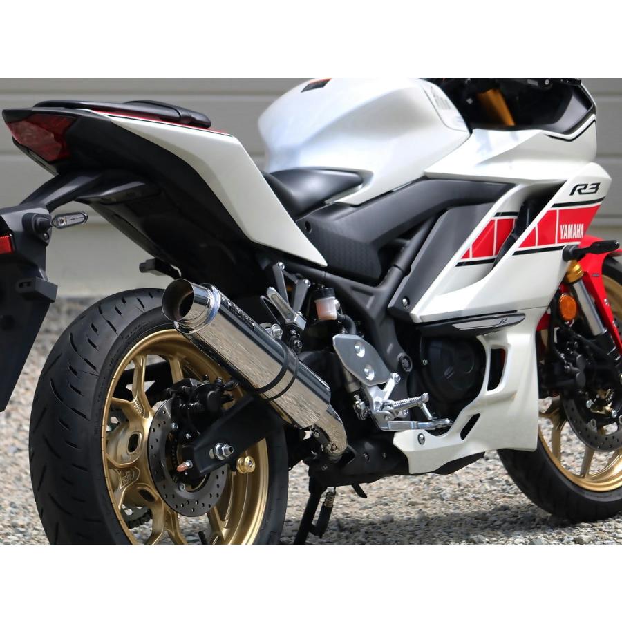 ダブルアールズ WR'S バイク マフラー 2022・2023- 2024YZF-R3 / 2023-2024 MT-03 (8BL-RH21J) ラウンドタイプ ステンレスサイレンサー スリップオン JMCA認証の画像