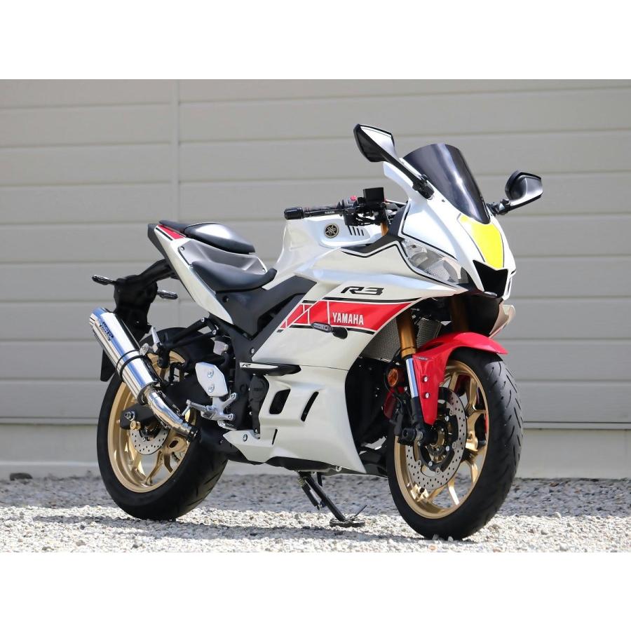 ダブルアールズ WR'S バイク マフラー 2022・2023- 2024YZF-R3 / 2023-2024 MT-03 (8BL-RH21J) ラウンドタイプ ステンレスサイレンサー スリップオン JMCA認証の画像