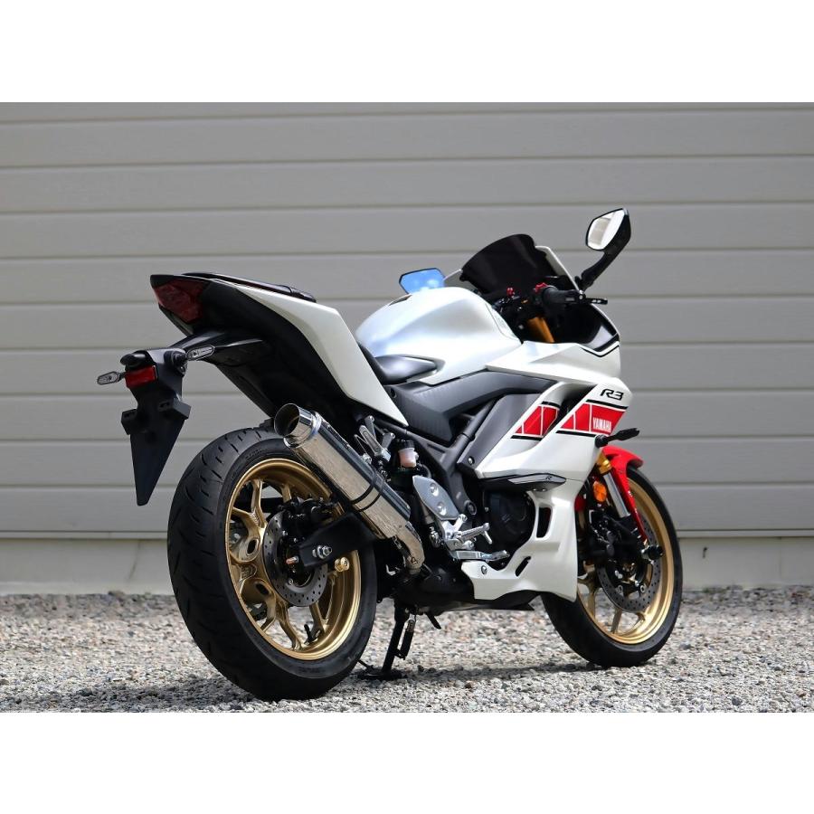 ダブルアールズ WR'S バイク マフラー 2022・2023- 2024YZF-R3 / 2023-2024 MT-03 (8BL-RH21J) ラウンドタイプ ステンレスサイレンサー スリップオン JMCA認証の画像