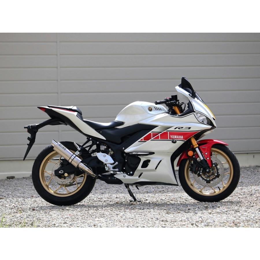 ダブルアールズ WR'S バイク マフラー 2022・2023- 2024YZF-R3 / 2023-2024 MT-03 (8BL-RH21J) S.O.Vショートチタンオーバル ソリッドチタン スリップオン JMCAの画像