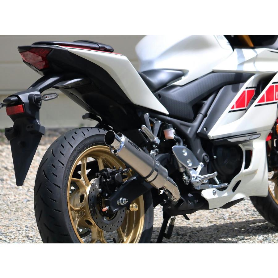 ダブルアールズ WR'S バイク マフラー 2022・2023- 2024YZF-R3 / 2023-2024 MT-03 (8BL-RH21J) S.O.Vショートチタンオーバル ソリッドチタン スリップオン JMCAの画像