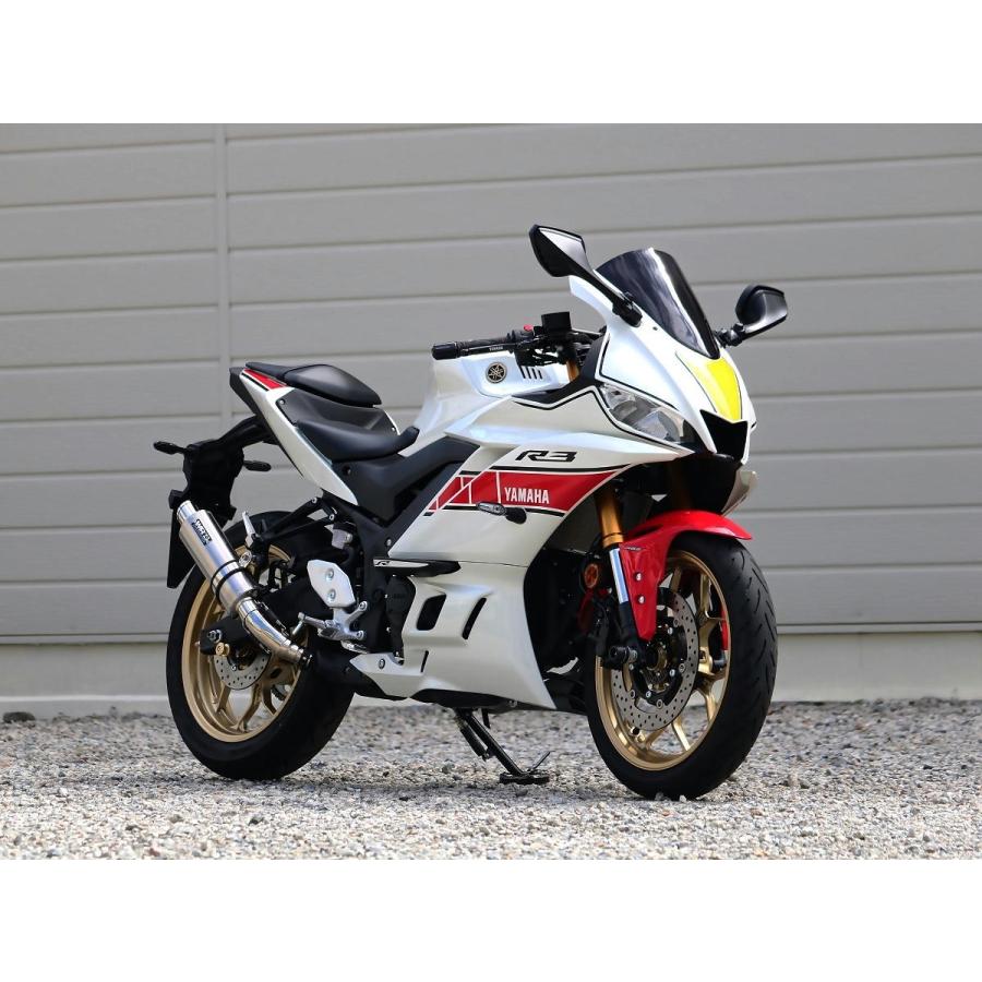 ダブルアールズ WR'S バイク マフラー 2022・2023- 2024YZF-R3 / 2023-2024 MT-03 (8BL-RH21J) S.O.Vショートチタンオーバル ソリッドチタン スリップオン JMCAの画像