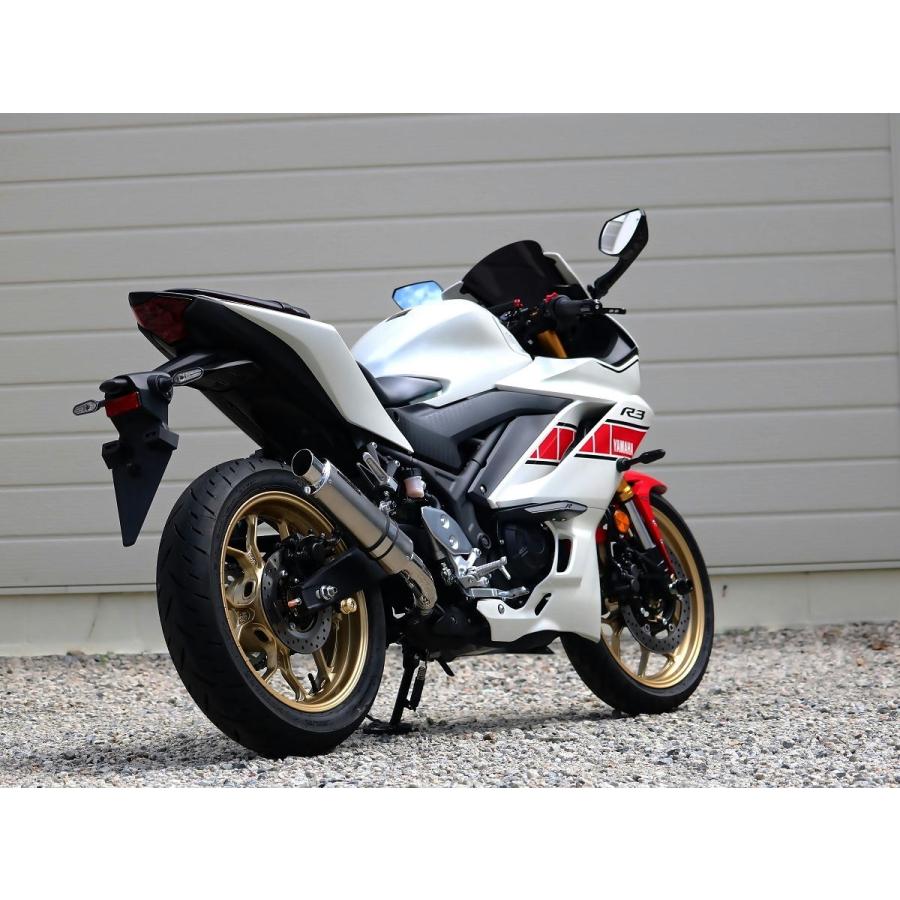 ダブルアールズ WR'S バイク マフラー 2022・2023- 2024YZF-R3 / 2023-2024 MT-03 (8BL-RH21J) S.O.Vショートチタンオーバル ソリッドチタン スリップオン JMCAの画像