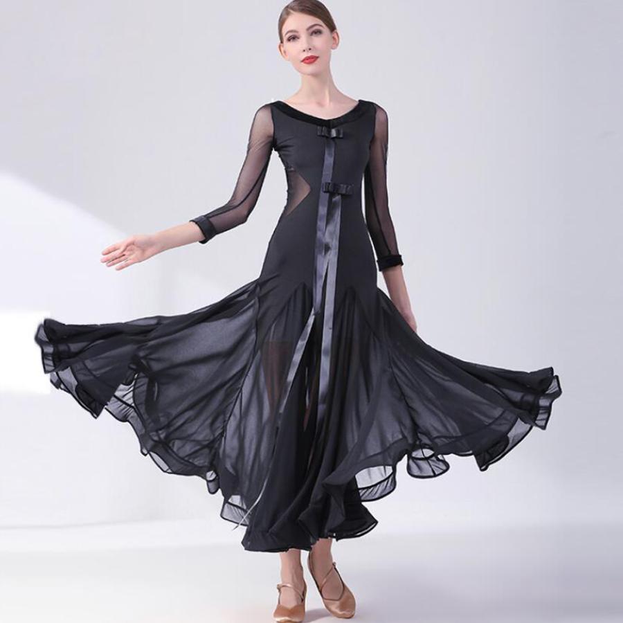 大流行中 社交ダンスドレスレディース モダンダンス ロング丈ワンピース 長袖 レッスン着 フラメンコ ワルツ専用ドレス スタンダード練習着 Materialworldblog Com