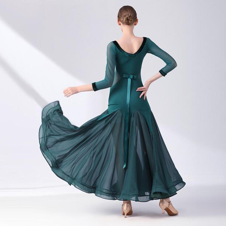 大流行中 社交ダンスドレスレディース モダンダンス ロング丈ワンピース 長袖 レッスン着 フラメンコ ワルツ専用ドレス スタンダード練習着 Materialworldblog Com