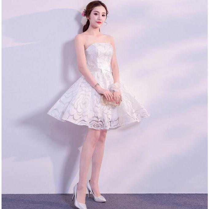 新品人気 パーティドレス ミニドレス カラードレス パーティードレス 結婚式ワンピース ワンピ 二次会 花嫁ドレス ベアトップ 白ドレス Dlf19 Netfirststore 通販 Yahoo ショッピング