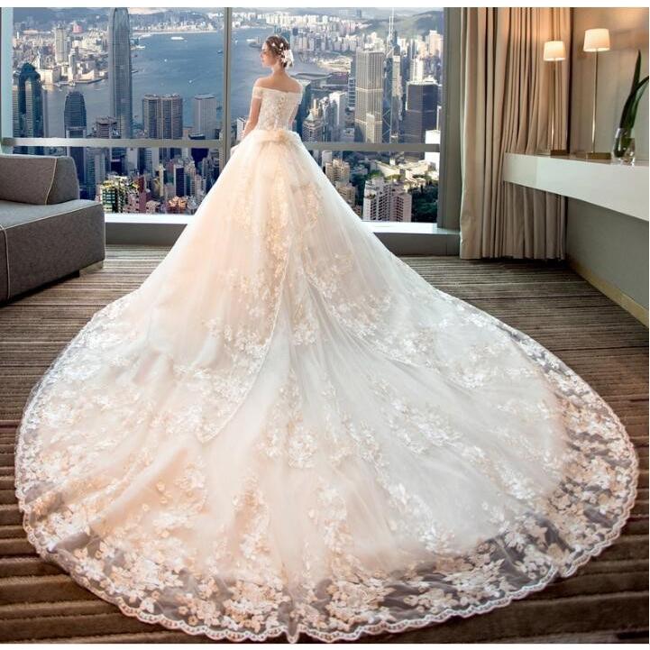 ロングトレーン ウェディングドレス 高級ウエディングドレス格安 激安お花嫁ドレス結婚式 二次会 パーディ 大きいサイズ 結婚式花嫁 Twhs02 Netfirststore 通販 Yahoo ショッピング