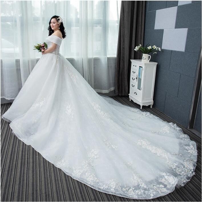 大きいサイズ 結婚式 花嫁 ロングトレーン ウェディングドレス 高級ウエディングドレス格安 激安お花嫁ドレス結婚式 二次会 パーディ Twhs09 Netfirststore 通販 Yahoo ショッピング