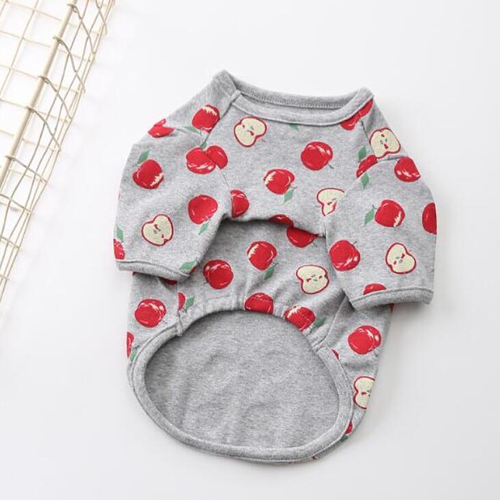 【秋冬新作】超可愛い! 小型犬 リンゴ柄 ペット服 お散歩 ドッグウェア カットソー Tシャツ ペットウェア 犬 服 サイズ豊富 メール便OK 【a004】【送料無料】 |  | 04