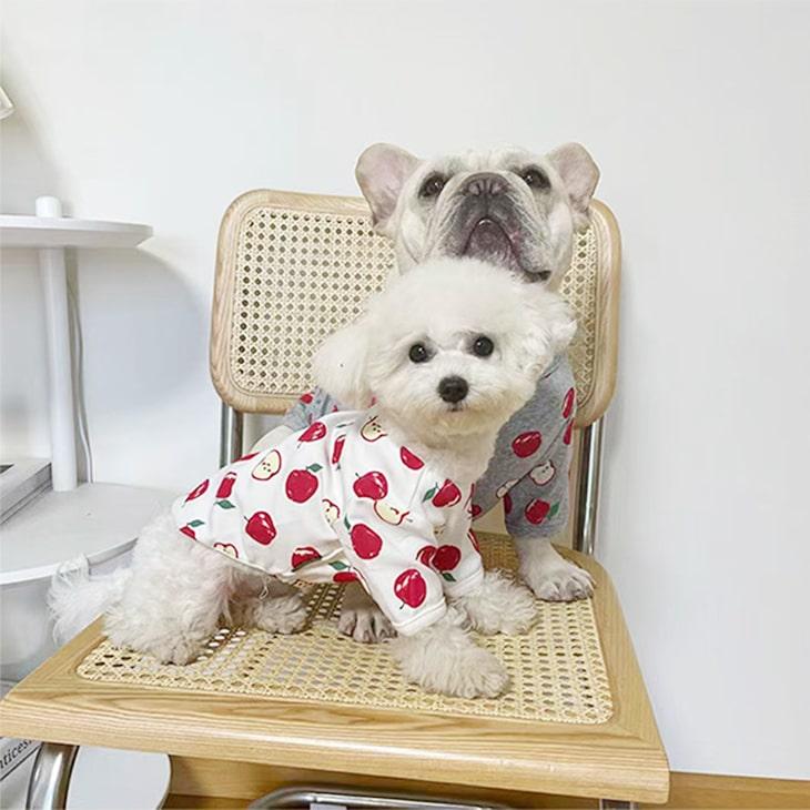 【秋冬新作】超可愛い! 小型犬 リンゴ柄 ペット服 お散歩 ドッグウェア カットソー Tシャツ ペットウェア 犬 服 サイズ豊富 メール便OK 【a004】【送料無料】 |  | 09