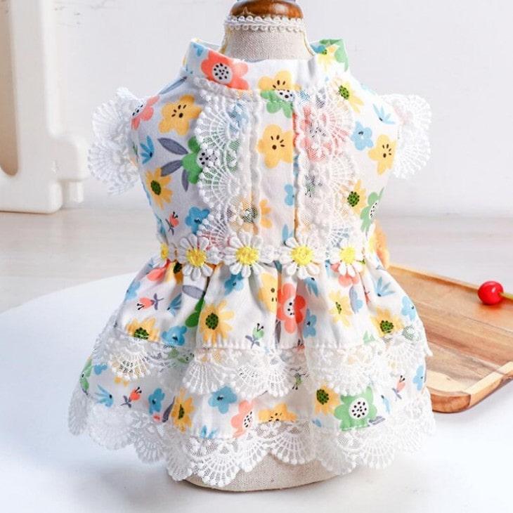 犬 服 ワンピース お出かけ お散歩 かわいい ドッグウェア ペットウェア 前開き スナップボタン付き おしゃれ 花柄 メール便OK |  | 06