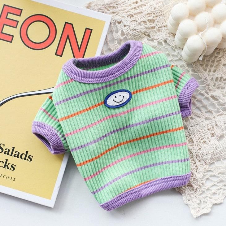 小型犬服 お散歩 お出かけ ペット服 ドッグウェア Tシャツ カットソー ペットウェア にこちゃん ボーダー 犬 服 猫服 犬用 ペット用品 メール便OK |  | 02