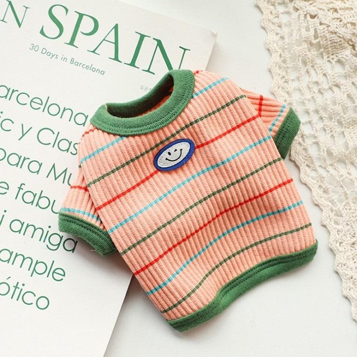 小型犬服 お散歩 お出かけ ペット服 ドッグウェア Tシャツ カットソー ペットウェア にこちゃん ボーダー 犬 服 猫服 犬用 ペット用品 メール便OK |  | 03