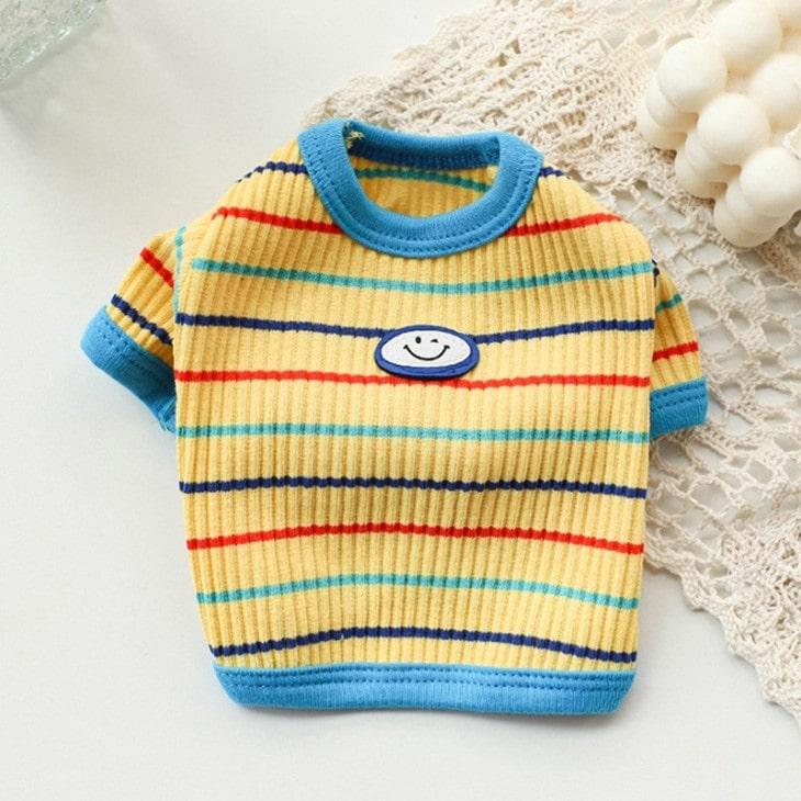 小型犬服 お散歩 お出かけ ペット服 ドッグウェア Tシャツ カットソー ペットウェア にこちゃん ボーダー 犬 服 猫服 犬用 ペット用品 メール便OK |  | 04