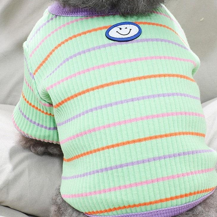 小型犬服 お散歩 お出かけ ペット服 ドッグウェア Tシャツ カットソー ペットウェア にこちゃん ボーダー 犬 服 猫服 犬用 ペット用品 メール便OK |  | 05