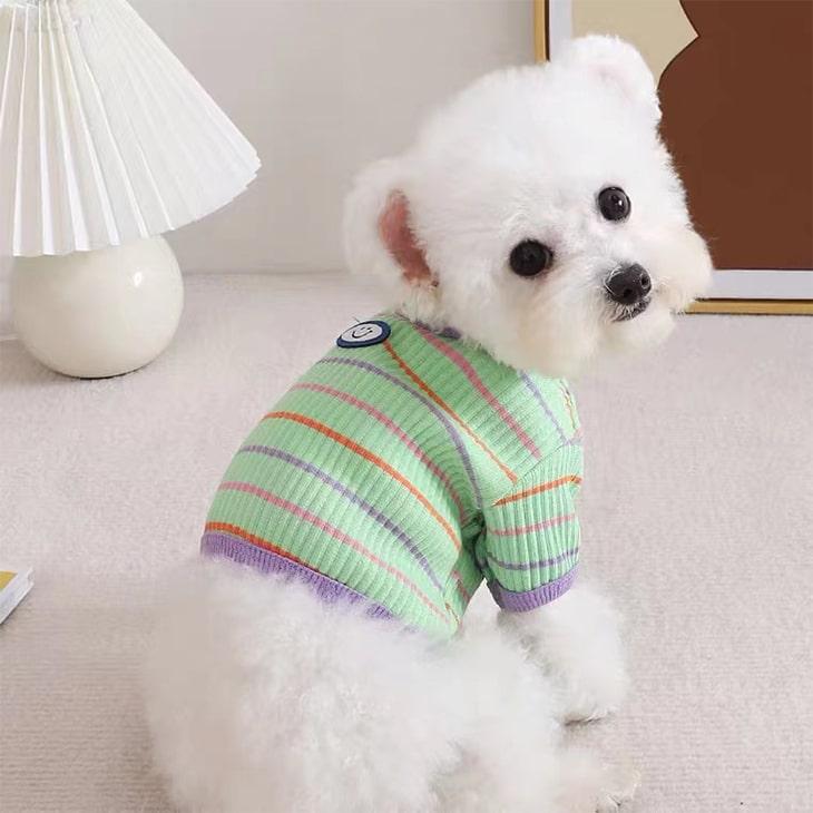小型犬服 お散歩 お出かけ ペット服 ドッグウェア Tシャツ カットソー ペットウェア にこちゃん ボーダー 犬 服 猫服 犬用 ペット用品 メール便OK |  | 07