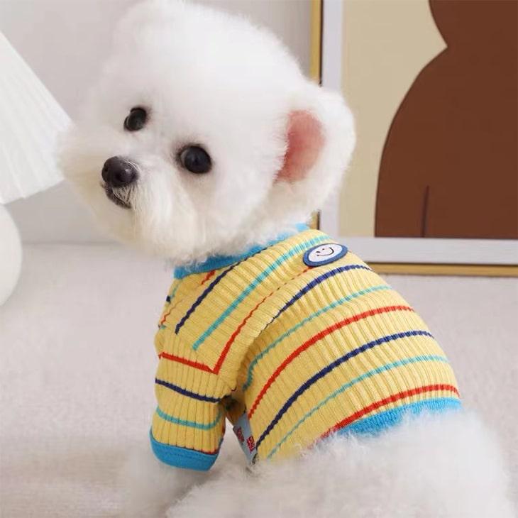 小型犬服 お散歩 お出かけ ペット服 ドッグウェア Tシャツ カットソー ペットウェア にこちゃん ボーダー 犬 服 猫服 犬用 ペット用品 メール便OK |  | 08