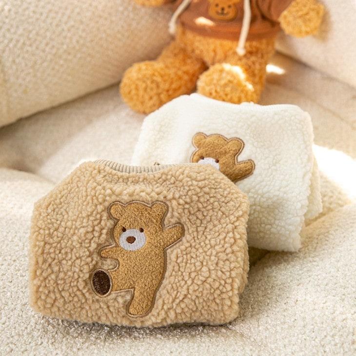 犬 服 くまちゃん柄 もこもこ 小型犬 ペットウェア お散歩 カットソー トップス ドッグウェア 抜け毛防止 ペット用品 Tシャツ メール便OK |  | 01