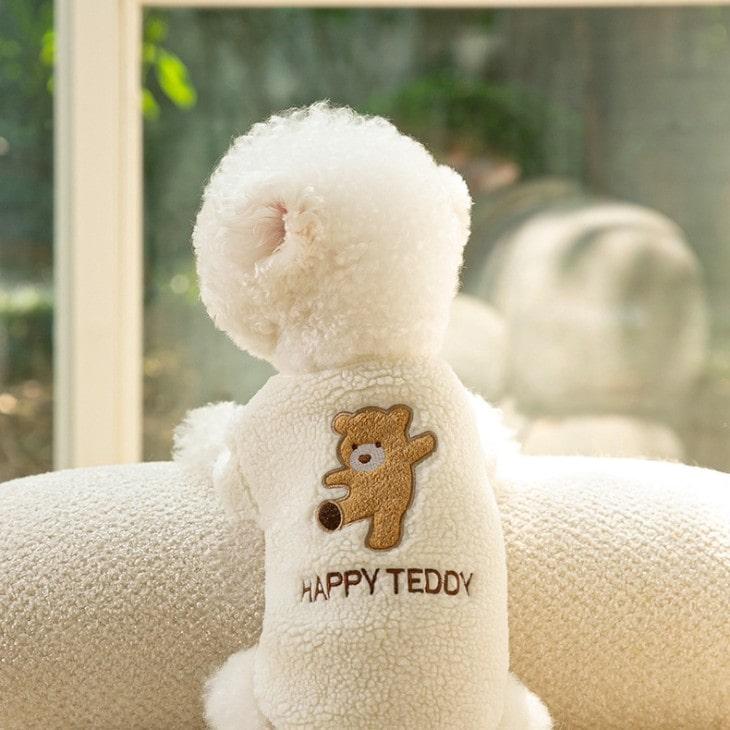 犬 服 くまちゃん柄 もこもこ 小型犬 ペットウェア お散歩 カットソー トップス ドッグウェア 抜け毛防止 ペット用品 Tシャツ メール便OK |  | 02