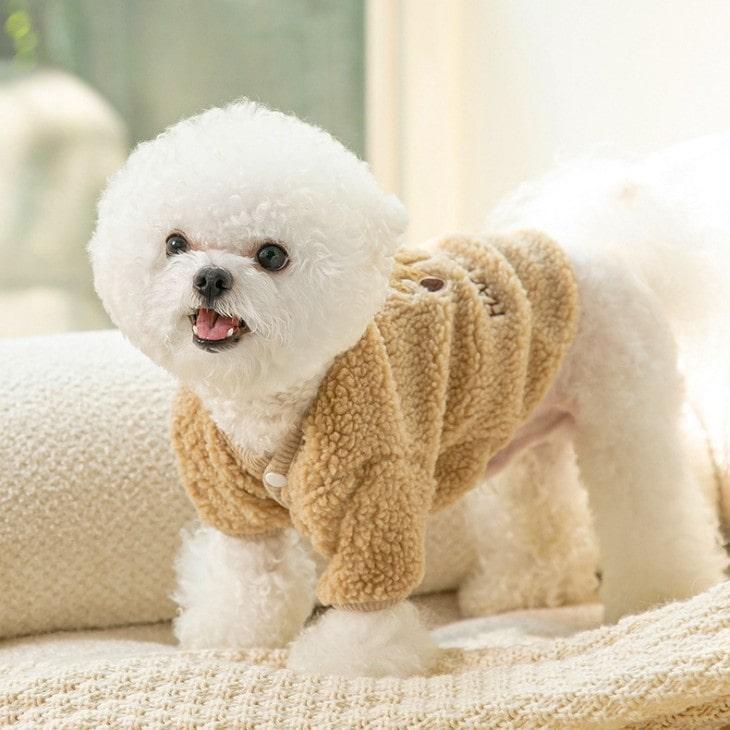 犬 服 くまちゃん柄 もこもこ 小型犬 ペットウェア お散歩 カットソー トップス ドッグウェア 抜け毛防止 ペット用品 Tシャツ メール便OK |  | 07