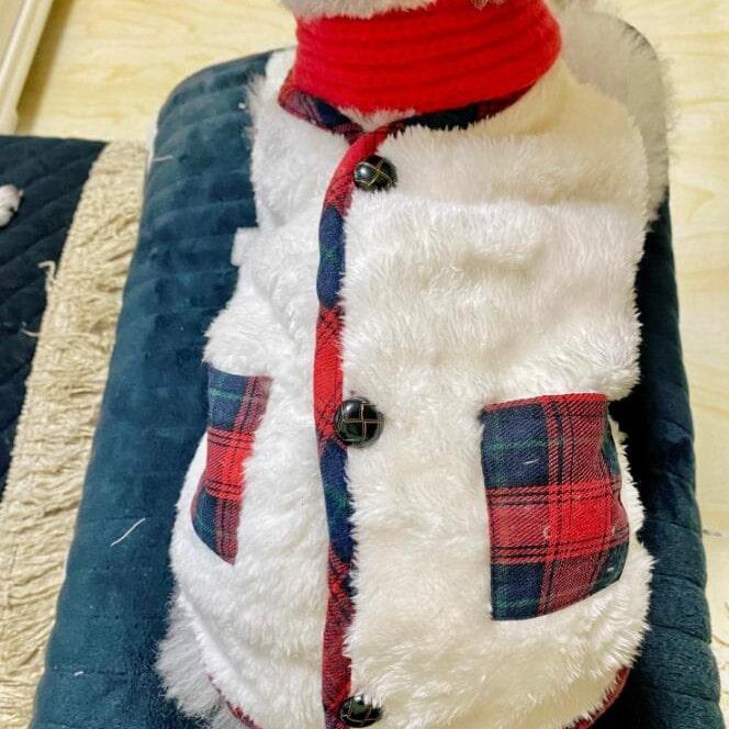 【マフラーとベスト2点セット】冬 犬 ボア ドッグウェア クリスマス アウター 秋冬 ペット服 もこもこ ネックウォーマー 防寒 可愛い マフラー |  | 02