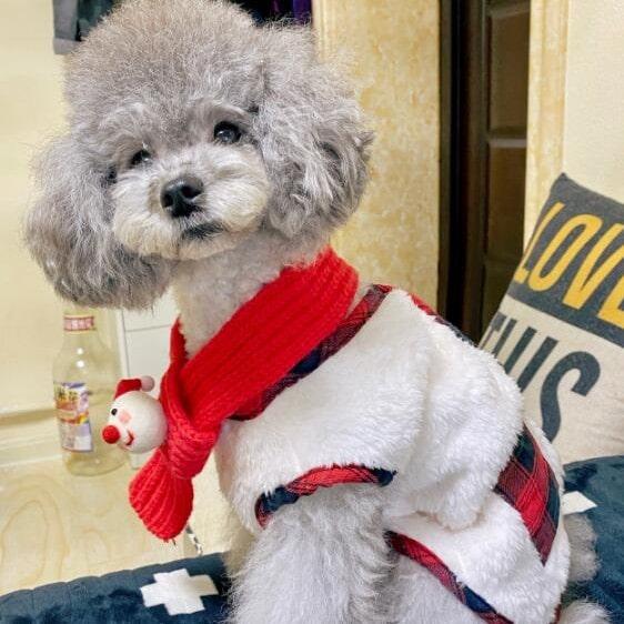 【マフラーとベスト2点セット】冬 犬 ボア ドッグウェア クリスマス アウター 秋冬 ペット服 もこもこ ネックウォーマー 防寒 可愛い マフラー |  | 03