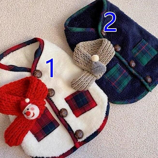 【マフラーとベスト2点セット】冬 犬 ボア ドッグウェア クリスマス アウター 秋冬 ペット服 もこもこ ネックウォーマー 防寒 可愛い マフラー |  | 04