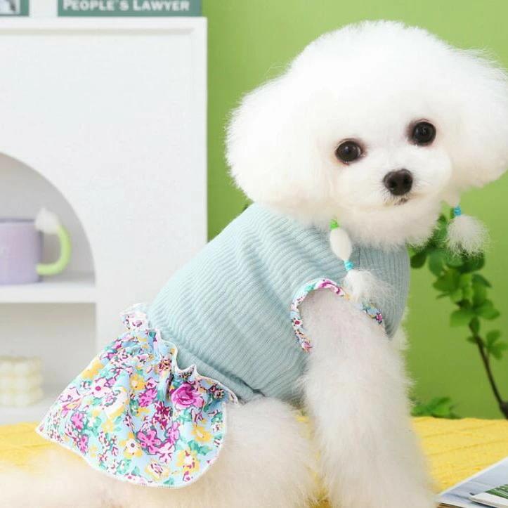 かわいい新作 犬 猫 服 花柄 小型犬用 切り替えワンピース カラフル 女の子向け フリル付き ペット服 お出かけ・お散歩用【a213】【送料無料】 |  | 03