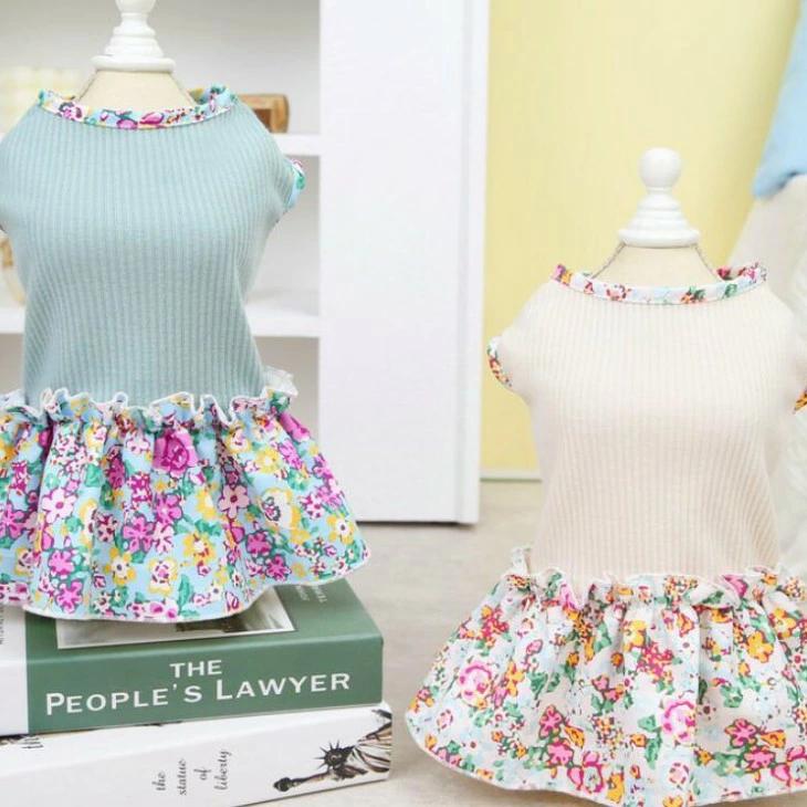 かわいい新作 犬 猫 服 花柄 小型犬用 切り替えワンピース カラフル 女の子向け フリル付き ペット服 お出かけ・お散歩用【a213】【送料無料】 |  | 07