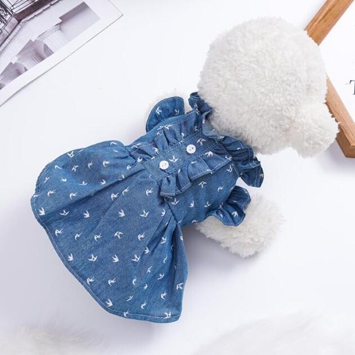 超可愛い! 新作 秋服 小型犬用 女の子 デニム風 キャミソール 水玉 ドット お出かけ 洋服 ワンピース ドッグウェア ペットウェア おしゃれ【a258】【送料無料】 |  | 04