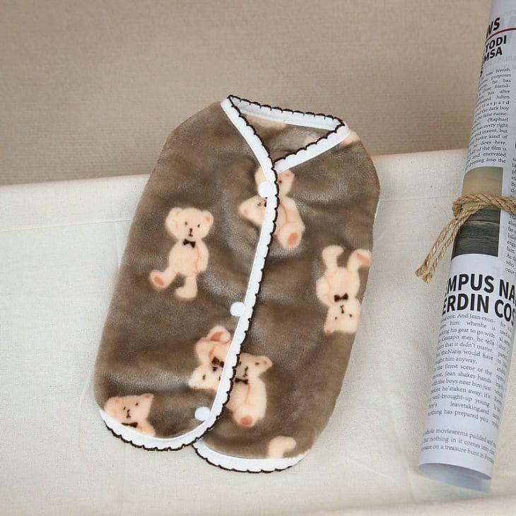 冬 犬 服 かわいい フリース くまちゃん トップス ふわふわ ペットウエア あったか 可愛い スナップボタン 前開き メール便OK |  | 13