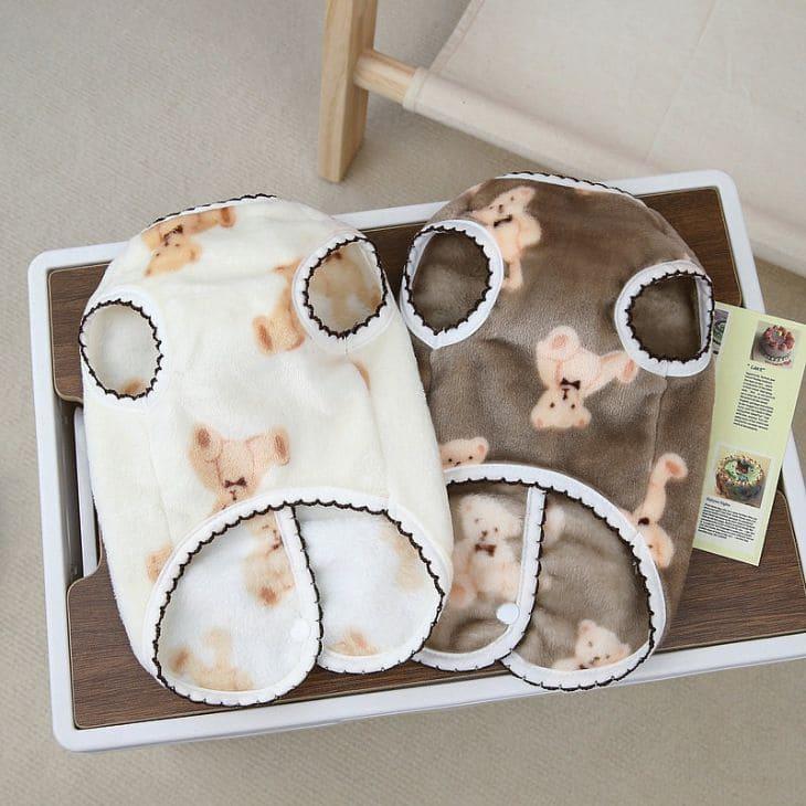 冬 犬 服 かわいい フリース くまちゃん トップス ふわふわ ペットウエア あったか 可愛い スナップボタン 前開き メール便OK |  | 07