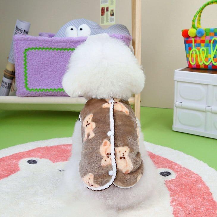 冬 犬 服 かわいい フリース くまちゃん トップス ふわふわ ペットウエア あったか 可愛い スナップボタン 前開き メール便OK |  | 11