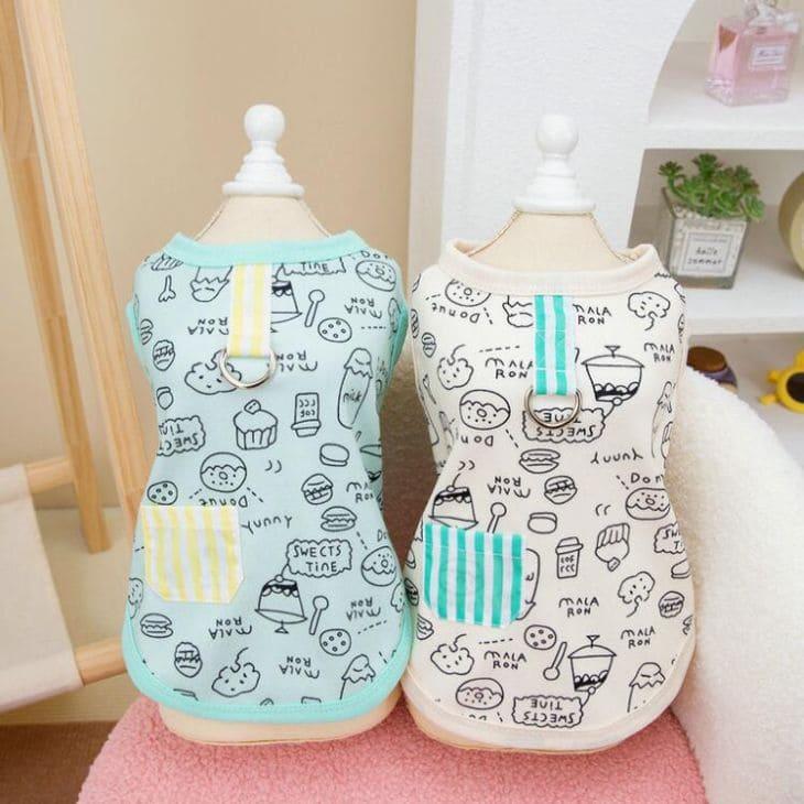 【値下げ】犬 服 ドッグウェア タンクトップ 春新作 スイーツ柄 パステルカラー Dカン付き ノースリーブ 猫服【a371】 |  | 07