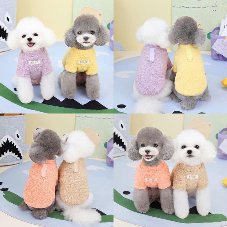 超可愛い! 冬 犬 服 かわいい 犬服 カラフル くすみカラー Dカン付き ノースリーブ ベスト ふわふわ もこもこ あったか 秋冬 防寒 ペットウエア【a415】 |  | 05